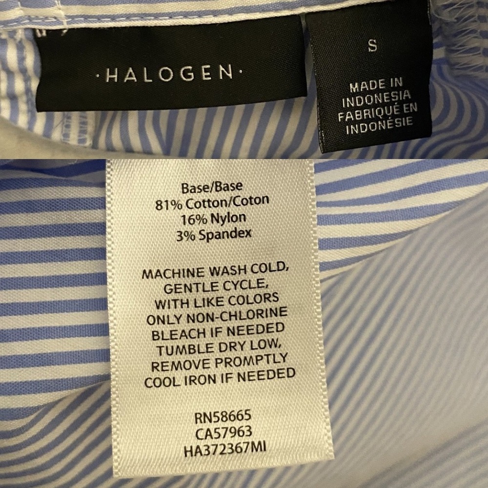 HALOGEN Striped Tie-Back Button-Up Shirt Sze Small Nordstrom Top Coastal Preppy - Picture 14 of 14
